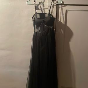 Windsor Black mesh maxi w/ gold chain straps NWT